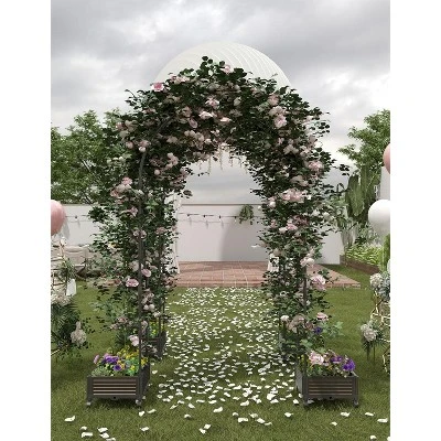 Garden Arch Trellis For Climbing Plants, Metal Wedding Arch Flowers Frame Backdrop Stand, For Wedding Garden Party Plant,Raised Planter Box 2 Garden Arch Trellis For Climbing Plants, Metal Wedding Arch Flowers Frame Backdrop Stand, For Wedding Garden Party Plant,Raised Planter Box - Image 2