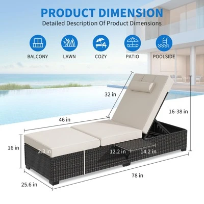 Garvee Outdoor PE Wicker Chaise Lounge Chairs Set Of 2 Patio Brown Rattan Reclining Chair Adjustable Backrest Pool Sunbathing Recliners 1 Garvee Outdoor PE Wicker Chaise Lounge Chairs Set Of 2 Patio Brown Rattan Reclining Chair Adjustable Backrest Pool Sunbathing Recliners