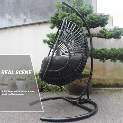 Outdoor Egg Chair, Hanging Egg Chair With Big Size Seat, Cushion, Large Base, Handcraft Weaving Swing Egg Chair For Courtyard, Garden 3 Outdoor Egg Chair, Hanging Egg Chair With Big Size Seat, Cushion, Large Base, Handcraft Weaving Swing Egg Chair For Courtyard, Garden - Image 3