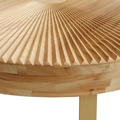Center Tables, Modern Round Coffee Table Wooden Carving Pattern Coffee Table With Metal Legs For Living Room Reception Room Office 5 Center Tables, Modern Round Coffee Table Wooden Carving Pattern Coffee Table With Metal Legs For Living Room Reception Room Office - Image 5