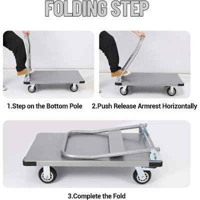 2000lbs Steel Platform Truck 36"x24" Foldable Push Dolly Flatbed Cart With Wheels 4 2000lbs Steel Platform Truck 36"x24" Foldable Push Dolly Flatbed Cart With Wheels - Image 4