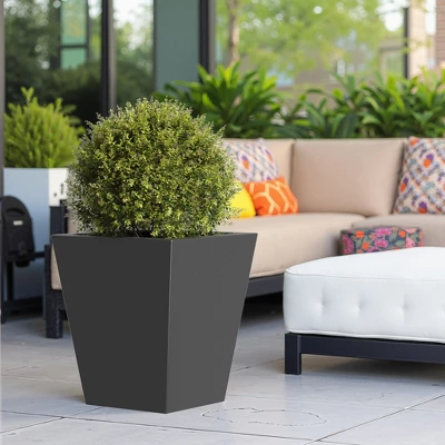 18" Outdoor Flower Plant Pots, Outsunny Tall Planters With Drainage Hole, Indoor Planters For Porch, Front Door, Entryway, Patio And Deck Black 4 18" Outdoor Flower Plant Pots, Outsunny Tall Planters With Drainage Hole, Indoor Planters For Porch, Front Door, Entryway, Patio And Deck Black - Image 4