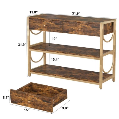 Console Sofa Table With Drawers And Shelves, 32 Inch Entryway Table 2 Console Sofa Table With Drawers And Shelves, 32 Inch Entryway Table - Image 2