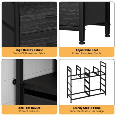 Dresser TV Stand With Power Outlet, Bedroom Dresser With 9 Drawers, Chest Of Drawers, Steel Frame Storage Closet For Living Room Hallway 7 Dresser TV Stand With Power Outlet, Bedroom Dresser With 9 Drawers, Chest Of Drawers, Steel Frame Storage Closet For Living Room Hallway - Image 7