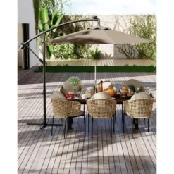 10 FT Hanging Cantilever Umbrella With 360 Degree Rotation, 8 Ribs Offset,Cross Base Support, With Easy Tilt Adjustment, For Backyard, Garden 21 10 FT Hanging Cantilever Umbrella With 360 Degree Rotation, 8 Ribs Offset,Cross Base Support, With Easy Tilt Adjustment, For Backyard, Garden -Garvee Sales GUEST b754c58d 5153 40d1 9d94 99a21cd790fe