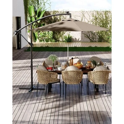 10 FT Hanging Cantilever Umbrella With 360 Degree Rotation, 8 Ribs Offset,Cross Base Support, With Easy Tilt Adjustment, For Backyard, Garden 11 10 FT Hanging Cantilever Umbrella With 360 Degree Rotation, 8 Ribs Offset,Cross Base Support, With Easy Tilt Adjustment, For Backyard, Garden - Image 11