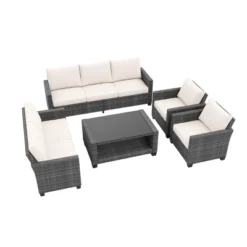 Whizmax Outdoor Patio Furniture Sets,PE Wicker Rattan Sectional Furniture Couch Set With Glass Coffee Table For Backyard, Deck, Poolside 15 Whizmax Outdoor Patio Furniture Sets,PE Wicker Rattan Sectional Furniture Couch Set With Glass Coffee Table For Backyard, Deck, Poolside -Garvee Sales GUEST b7a0eea1 36ff 4a91 a486 88e265d4c338