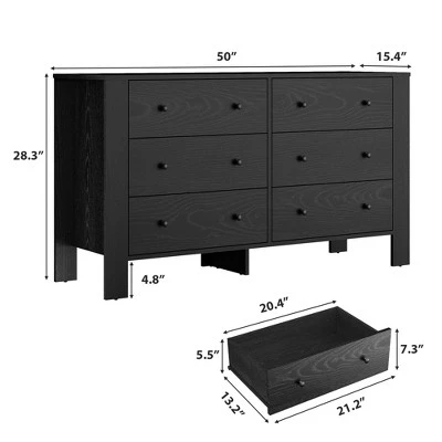 6 Drawer Dresser For Bedroom, Modern Double Dresser Organizer With Storage Drawers, Wooden Chests Of Drawers For Bedroom, Entryway, Hallway 1 6 Drawer Dresser For Bedroom, Modern Double Dresser Organizer With Storage Drawers, Wooden Chests Of Drawers For Bedroom, Entryway, Hallway