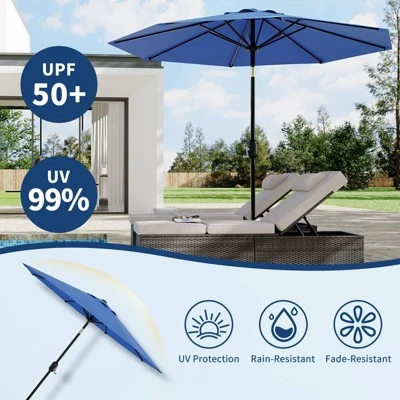 9' Outdoor Patio Umbrella, Outdoor Table Umbrella, Yard Umbrella, Market Umbrella With 8 Sturdy Ribs, Push Button Tilt And Crank 1 9' Outdoor Patio Umbrella, Outdoor Table Umbrella, Yard Umbrella, Market Umbrella With 8 Sturdy Ribs, Push Button Tilt And Crank