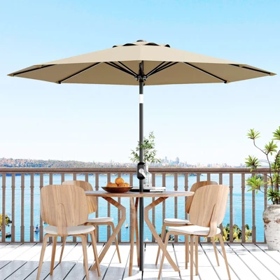 9' Outdoor Patio Umbrella, Outdoor Table Umbrella, Yard Umbrella, Market Umbrella With 8 Sturdy Ribs, Push Button Tilt And Crank 14 9' Outdoor Patio Umbrella, Outdoor Table Umbrella, Yard Umbrella, Market Umbrella With 8 Sturdy Ribs, Push Button Tilt And Crank - Image 14
