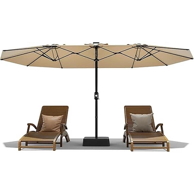 15FT Large Patio Double-Sided Rectangle Market Umbrella With Base For Poolside Lawn Backyard 6 15FT Large Patio Double-Sided Rectangle Market Umbrella With Base For Poolside Lawn Backyard - Image 6