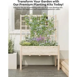 Elevated Garden Planter Box With Trellis, 46"x23"x65" Wooden Standing Raised Bed For Climbing Plants, Vegetables, Flowers - Includes Waterproof Liner 9 Elevated Garden Planter Box With Trellis, 46"x23"x65" Wooden Standing Raised Bed For Climbing Plants, Vegetables, Flowers - Includes Waterproof Liner -Garvee Sales GUEST b97316df 03e1 497e 8a20 418e4dce0e33