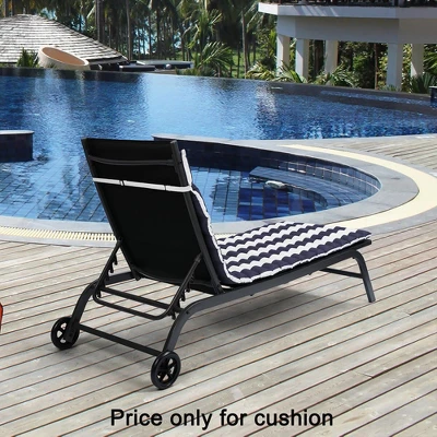 2PCS Seat Cushion Chaise Lounge Replacement Cushion Outdoor Lounge Chair Cushion With Accessory Bag For Patio Funiture Chair Decoration Blue+White 3 2PCS Seat Cushion Chaise Lounge Replacement Cushion Outdoor Lounge Chair Cushion With Accessory Bag For Patio Funiture Chair Decoration Blue+White - Image 3