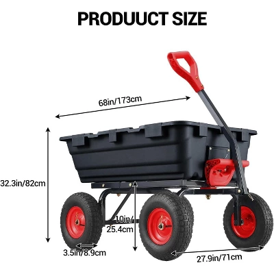 Garden Dump Cart,800lbs Heavy Duty Yard Dump Garden Cart, Steel Frame For Garden,Lawn,Barn,Farm 6 Garden Dump Cart,800lbs Heavy Duty Yard Dump Garden Cart, Steel Frame For Garden,Lawn,Barn,Farm - Image 6