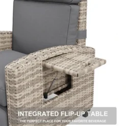 Garvee Rattan Recliner Chair - Adjustable Backrest/Footrest, 150¡ã Lay Flat W/Flip-Up Table & Removable Cushion, Outdoor Patio Chair 12 Garvee Rattan Recliner Chair - Adjustable Backrest/Footrest, 150¡ã Lay Flat W/Flip-Up Table & Removable Cushion, Outdoor Patio Chair -Garvee Sales GUEST ba0ae6bf b935 42fd b8b7 e949f458dd57 1