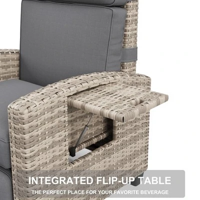 Outdoor Recliner Chair With Cushion/Side Table, Patio Reclining Chairs With Adjustable Back And Footrest, Garden Lounge Furniture 4 Outdoor Recliner Chair With Cushion/Side Table, Patio Reclining Chairs With Adjustable Back And Footrest, Garden Lounge Furniture - Image 4
