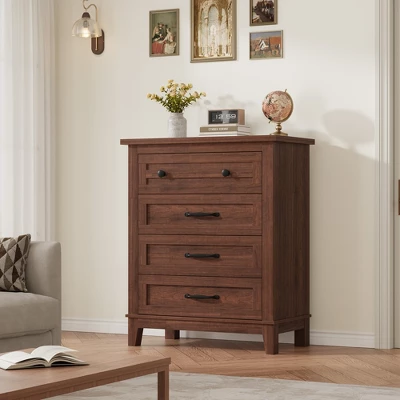 4 Dresser For Bedroom, 34.8" Tall Drawer Dresser With Storage Freestanding, Wooden Closet Storage Chest For Living Room, Bedroom, Office 9 4 Dresser For Bedroom, 34.8" Tall Drawer Dresser With Storage Freestanding, Wooden Closet Storage Chest For Living Room, Bedroom, Office - Image 9