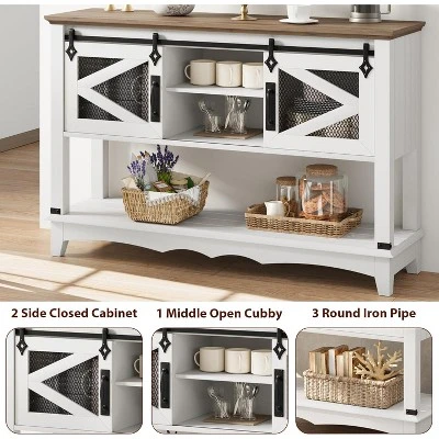 Farmhouse Entryway Console Table With Storage,46" Rustic Sofa Table With Sliding Barn Doors,Cabinet Organizer For Entryway,Living Room And Hallway 5 Farmhouse Entryway Console Table With Storage,46" Rustic Sofa Table With Sliding Barn Doors,Cabinet Organizer For Entryway,Living Room And Hallway - Image 5