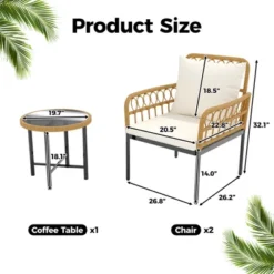 Wicker Patio Bistro Sets Outdoor Conversation Sets With Side Table And Rattan Chairs, Patio Furniture Set For Apartment, Backyard, Porch 17 Wicker Patio Bistro Sets Outdoor Conversation Sets With Side Table And Rattan Chairs, Patio Furniture Set For Apartment, Backyard, Porch -Garvee Sales GUEST bb02d604 7eb5 40d3 a65f 213a13c00dda