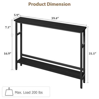 5.9" Slim Sofa Table, 2 Tier Narrow Console Table With Adjustable Shelf, Space-Saving Behind Couch Table 1 5.9" Slim Sofa Table, 2 Tier Narrow Console Table With Adjustable Shelf, Space-Saving Behind Couch Table
