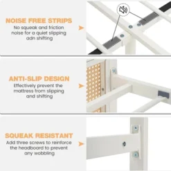 Full Size Rattan Bed Frame With Headboard & Footboard, Noise-Free Metal Platform, No Box Spring Needed, Easy Assembly, White 10 Full Size Rattan Bed Frame With Headboard & Footboard, Noise-Free Metal Platform, No Box Spring Needed, Easy Assembly, White -Garvee Sales GUEST bb6d867f a71c 4bd9 9622 b219cded00f7