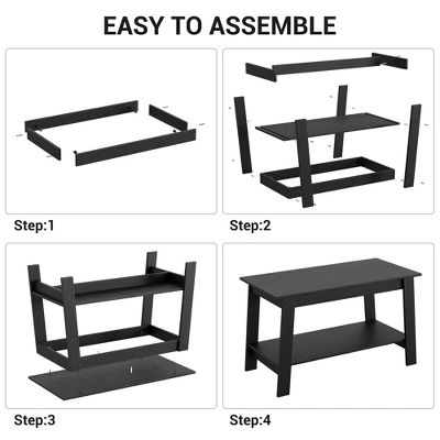 2-Tier Industrial Coffee Table With Storage Shelf For Small Apartment Living Room 2 2-Tier Industrial Coffee Table With Storage Shelf For Small Apartment Living Room - Image 2