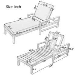 Wood Adjustable Backrest Outdoor Lounge Chair, Suitable For Gardens, Terraces And Poolside Areas 16 Wood Adjustable Backrest Outdoor Lounge Chair, Suitable For Gardens, Terraces And Poolside Areas -Garvee Sales GUEST bb896f1a dca7 4c28 bb88 782db04d7e3e