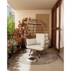 360Swivel Egg Chair, Patio Rotating Rattan Egg Basket Chair With Steel Frame And 4 Cushions, Heavy-Duty Wicker Chair For Porch, Backyard 13 360Swivel Egg Chair, Patio Rotating Rattan Egg Basket Chair With Steel Frame And 4 Cushions, Heavy-Duty Wicker Chair For Porch, Backyard -Garvee Sales GUEST bb8cff79 4241 4245 8bd8 d679afcd7139