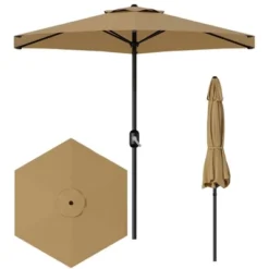 7.5ft Outdoor Patio Umbrella, Table Market Umbrella With 6 Sturdy Ribs UV Protection Waterproof For Garden, Deck, Backyard, Pool,Tan 11 7.5ft Outdoor Patio Umbrella, Table Market Umbrella With 6 Sturdy Ribs UV Protection Waterproof For Garden, Deck, Backyard, Pool,Tan -Garvee Sales GUEST bbbf2101 6b2c 4d46 9b3f 11c7d52809c0
