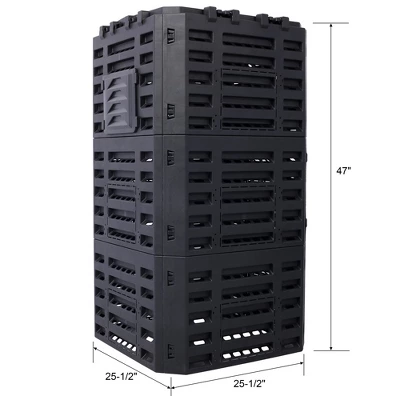 Garden Composter Bin Made From Recycled Plastic, Outdoor Compost Bin, 90/132 Gallons Large Compost Bin,abstract,black,25in,2.08ft 4 Garden Composter Bin Made From Recycled Plastic, Outdoor Compost Bin, 90/132 Gallons Large Compost Bin,abstract,black,25in,2.08ft - Image 4