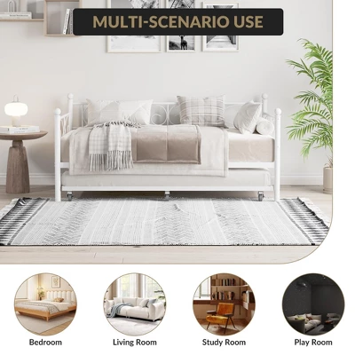 Twin Daybed With Trundle Bed, Heavy Duty Metal Twin Bed Frame With Pull Out Trundle 6 Twin Daybed With Trundle Bed, Heavy Duty Metal Twin Bed Frame With Pull Out Trundle - Image 6