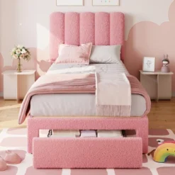 Twin Bed Frame With Storage Drawer And Headboard, Velvet Upholstered Twin Platform Bed Frame For Girls, Strong Wooden Slats Support, Noise-Free 15 Twin Bed Frame With Storage Drawer And Headboard, Velvet Upholstered Twin Platform Bed Frame For Girls, Strong Wooden Slats Support, Noise-Free -Garvee Sales GUEST bcde33d7 e6e1 4af8 95d2 cf20d22674a1