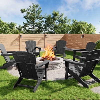 Modern HDPE Adirondack Chair Set Of 6 - Oversize 380lb Capacity, Weather-Resistant Poly Lumber With Wood Texture For Deck, Pool, Porch Outdoor Use 7 Modern HDPE Adirondack Chair Set Of 6 - Oversize 380lb Capacity, Weather-Resistant Poly Lumber With Wood Texture For Deck, Pool, Porch Outdoor Use - Image 7