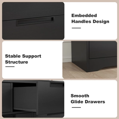 7 Drawer Dresser For Bedroom, Black 7 Chest Of Drawers With Embedded Handles, Wooden Dresser Organizer Tv Stand For Living Room Nursery Hallway 4 7 Drawer Dresser For Bedroom, Black 7 Chest Of Drawers With Embedded Handles, Wooden Dresser Organizer Tv Stand For Living Room Nursery Hallway - Image 4