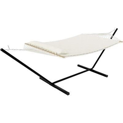 Double Hammock With Stand – 2 Person 350lbs Capacity, Portable Steel Frame & Comfort Pad For Indoor/Outdoor Use (Quick Assembly) 9 Double Hammock With Stand – 2 Person 350lbs Capacity, Portable Steel Frame & Comfort Pad For Indoor/Outdoor Use (Quick Assembly) - Image 9