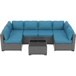 7 PCS Outdoor Patio Furniture Set, Wicker Sectional Sofa Set Rattan Modular Conversation Couch Set With Cushions For Outside, Garden, Balcony, Porch 17 7 PCS Outdoor Patio Furniture Set, Wicker Sectional Sofa Set Rattan Modular Conversation Couch Set With Cushions For Outside, Garden, Balcony, Porch -Garvee Sales GUEST bd9a86f7 c4b9 45fb b946 87f2795af8a1