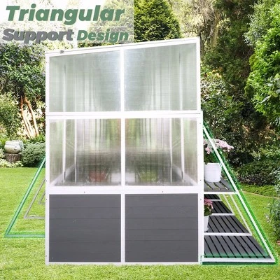 Greenhouse, Wooden Lean To Greenhouses For Outdoors, Heavy Duty Walk In Green House For Outside Winter For Sunroom Storage Shed, Garden, Backyard 3 Greenhouse, Wooden Lean To Greenhouses For Outdoors, Heavy Duty Walk In Green House For Outside Winter For Sunroom Storage Shed, Garden, Backyard - Image 3