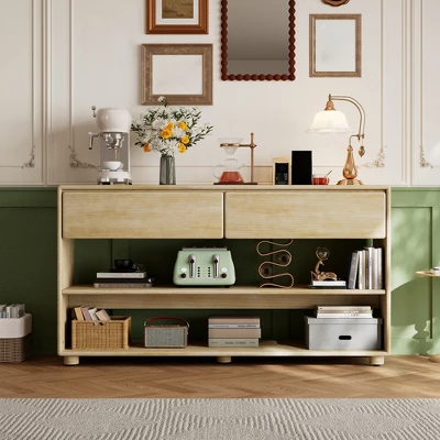 58" Entryway Console Table With 2 Drawers, 3 Tier Narrow Long Sofa Table, Behind Couch Console Table For Living Room Foyer And Hallway 8 58" Entryway Console Table With 2 Drawers, 3 Tier Narrow Long Sofa Table, Behind Couch Console Table For Living Room Foyer And Hallway - Image 8