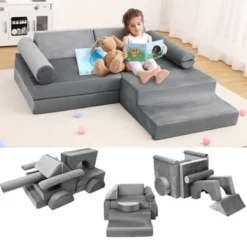 Kids Couch 13PCS Play Couch,modular Kids Play Couch For Playroom, Playhouse Play Set For Toddlers Babies, Foam Modular Sectional Sofa -Garvee Sales GUEST be7f00b5 1ebb 4854 9284 bcdcd851dd71