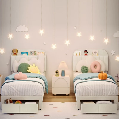 Garvee Twin Bed Frame With Drawer, Velvet Upholstered Platform Bed Frame With Storage Headboard, No Box Spring Needed, Easy Assembly 9 Garvee Twin Bed Frame With Drawer, Velvet Upholstered Platform Bed Frame With Storage Headboard, No Box Spring Needed, Easy Assembly - Image 9