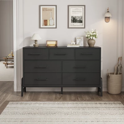 Garvee 7 Dresser For Bedroom, Freestanding 52" Wide Drawer Dresser With Storage, Wooden Closet Storage Chest For Living Room, Bedroom 1 Garvee 7 Dresser For Bedroom, Freestanding 52" Wide Drawer Dresser With Storage, Wooden Closet Storage Chest For Living Room, Bedroom