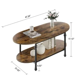 Whizmax Oval Coffee Table Unique Tea Table, Cocktail Table Low Storage Coffee Table 2 Tier Center Table For Living Room 13 Whizmax Oval Coffee Table Unique Tea Table, Cocktail Table Low Storage Coffee Table 2 Tier Center Table For Living Room -Garvee Sales GUEST bf1117ce 4716 410b 8d38 83d8b34133d8