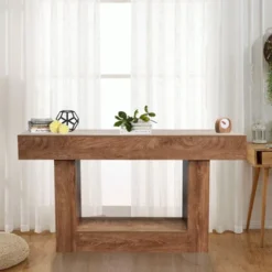 63" Long Console Table For Entryway, Wood Rectangular Sofa Table Behind The Couch, Farmhouse Entryway Tables For Entrance,Hallway,Living Room,Foyer -Garvee Sales GUEST bf308162 9af8 4253 a8de 999bf4365bd6