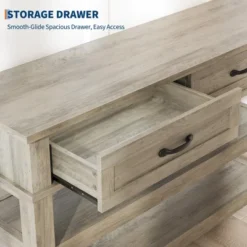 Garvee 3 Tier Entryway Console Wooden Table Sofa Table With 2 Storage Drawers, Farmhouse Wooden Hallway Tables For Entryway, Living Room, Grey 12 Garvee 3 Tier Entryway Console Wooden Table Sofa Table With 2 Storage Drawers, Farmhouse Wooden Hallway Tables For Entryway, Living Room, Grey -Garvee Sales GUEST bf879e20 b931 41cd 8d45 eecec11abb7d