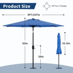 9' Outdoor Patio Umbrella, Outdoor Table Umbrella, Yard Umbrella, Market Umbrella With 8 Sturdy Ribs, Push Button Tilt And Crank 20 9' Outdoor Patio Umbrella, Outdoor Table Umbrella, Yard Umbrella, Market Umbrella With 8 Sturdy Ribs, Push Button Tilt And Crank -Garvee Sales GUEST bfc80c9f d2dd 4a62 8682 66d8794c575f