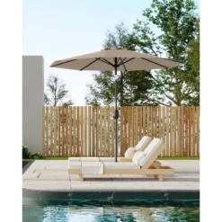 Patio Umbrella 10ft, Table Umbrella Outdoor Patio UV Protection With Crank Lift & Push Button Tilt, 8 Sturdy Ribs For Yard, Deck, Pool