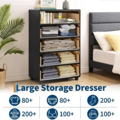 Modern Chest Of Drawers With Natural Texture, Curved Profile Design, Dresser TV Stand, Wood Drawer Organizer For Bedroom, Living Room, Natural Oak 13 Modern Chest Of Drawers With Natural Texture, Curved Profile Design, Dresser TV Stand, Wood Drawer Organizer For Bedroom, Living Room, Natural Oak -Garvee Sales GUEST c0f8fec4 8641 4e3b bb4a 252cc7303270