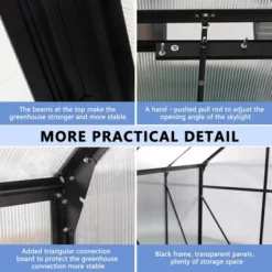 Walk In Greenhouse, Greenhouses With Sliding Door, Adjustable Roof, Drainage System & Galvanized Base, Metal Frame Greenhouse For Backyard -Garvee Sales GUEST c190d439 fa94 4b35 88c8 aa4e4e8e29d2