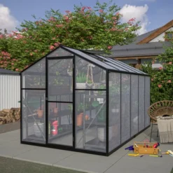Greenhouse For Outdoors, Walk In Greenhouse With Lockable Door, Ventilation Window And Aluminum Frame For Backyard Balcony Garden Sunroom