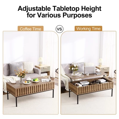 WhizMax Lift Top Coffee Table, Mid Century Modern Coffee Table, Farmhouse Wooden Coffee Table With Hidden Storage Compartment 5 WhizMax Lift Top Coffee Table, Mid Century Modern Coffee Table, Farmhouse Wooden Coffee Table With Hidden Storage Compartment - Image 5